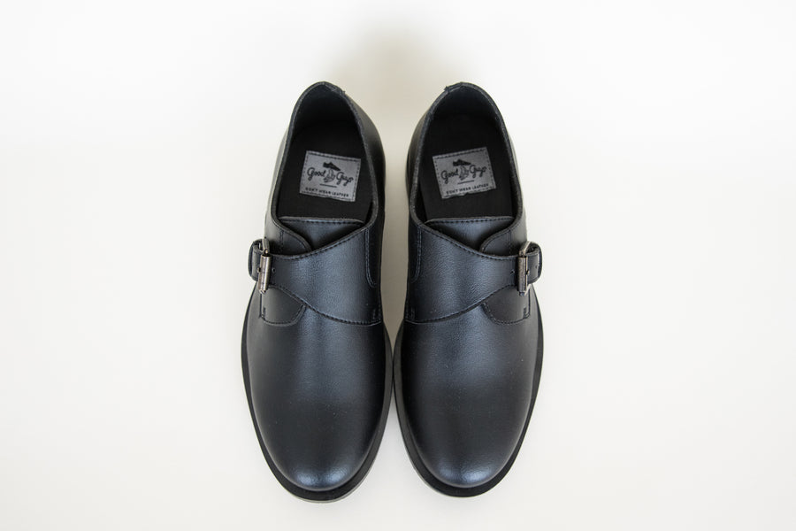 ABBEY Black vegan suede buckle shoes | warehouse sale