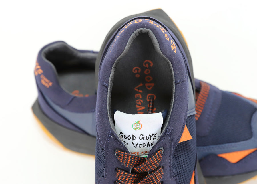 BABER-GV vegan running shoes | INDIGO/ORANGE