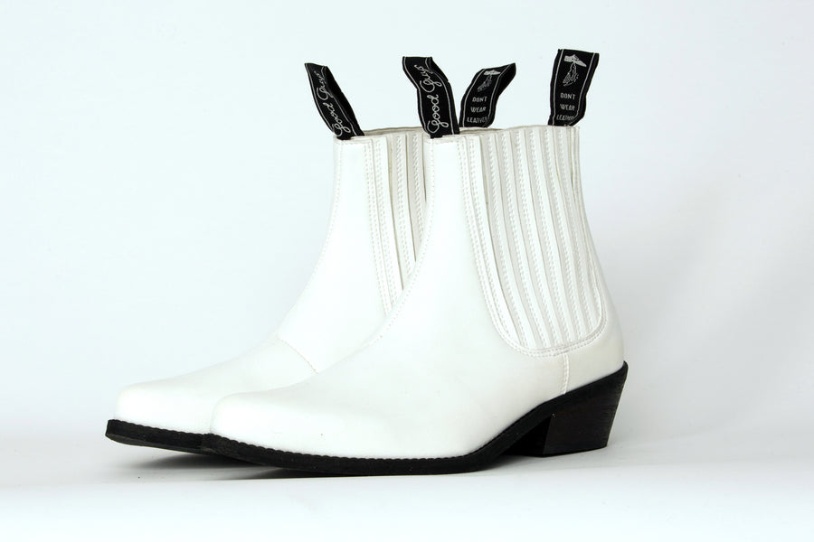 DUKE vegan leather cowboy boots | WHITE
