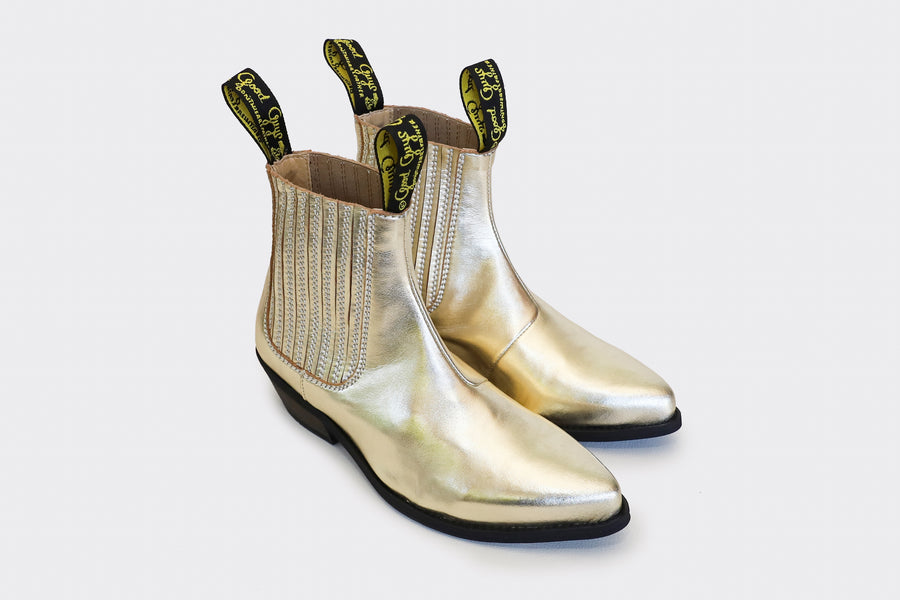 DUKE gold vegan cowboy boots