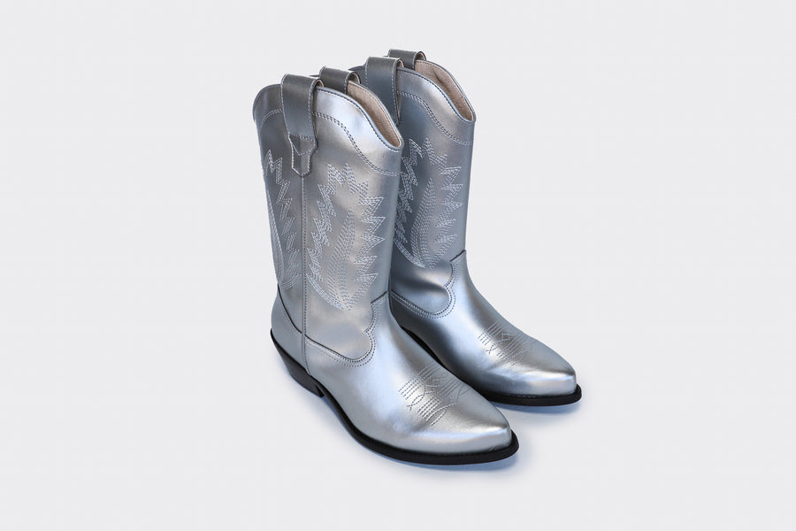 LUCKY high top vegan western boots | SILVER APPLESKIN™ 🍏