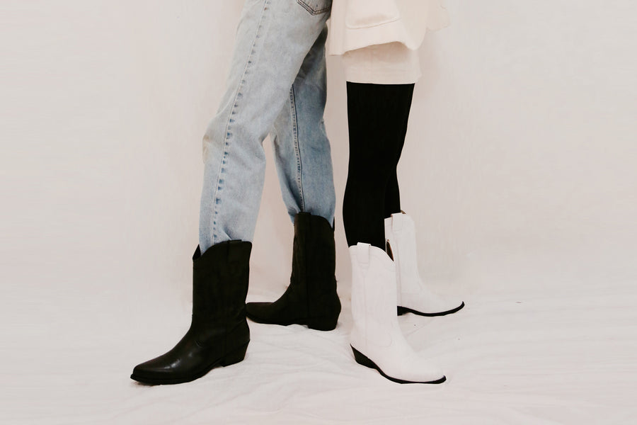 LUCKY high top vegan western boots | WHITE Veg Leather