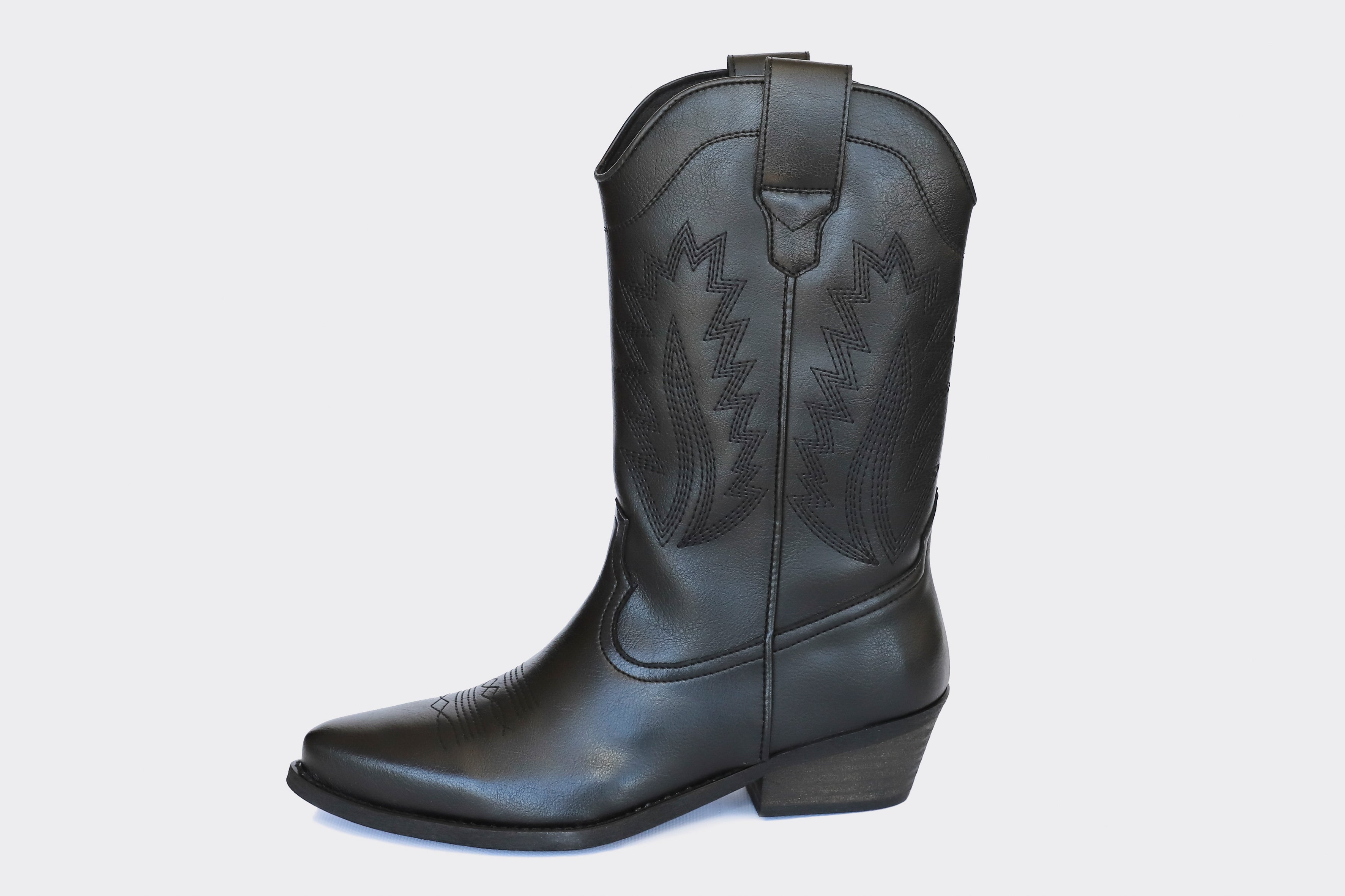 LUCKY high top vegan western boots | BLACK Veg Leather ...