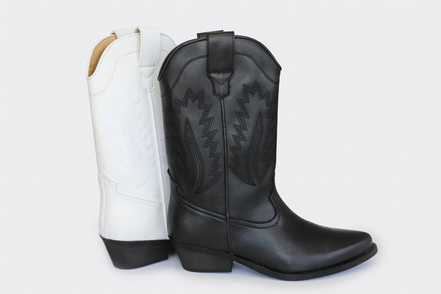 LUCKY high top vegan western boots | BLACK Veg Leather