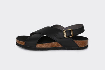 MIMI vegan cross strap sandals | BLACK APPLESKIN™ 🍏