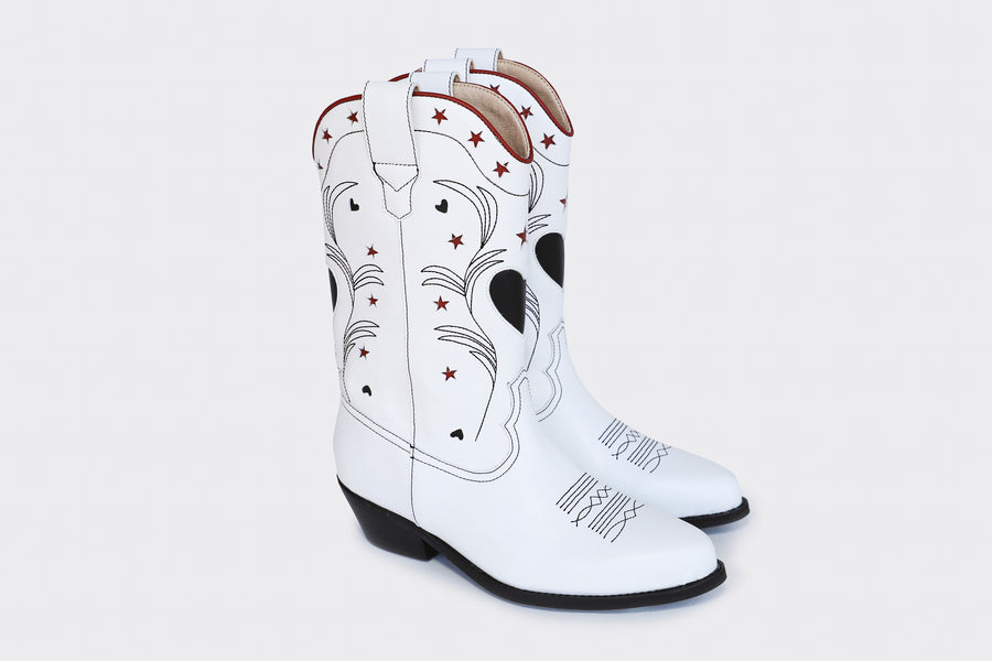 TAYLOR high top vegan western boots | RED,BLACK and WHITE Veg Leather